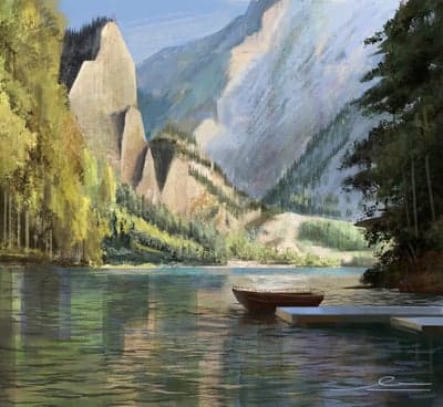 Serene Alpine Lake and Mountain Peaks Phone Wallpaper