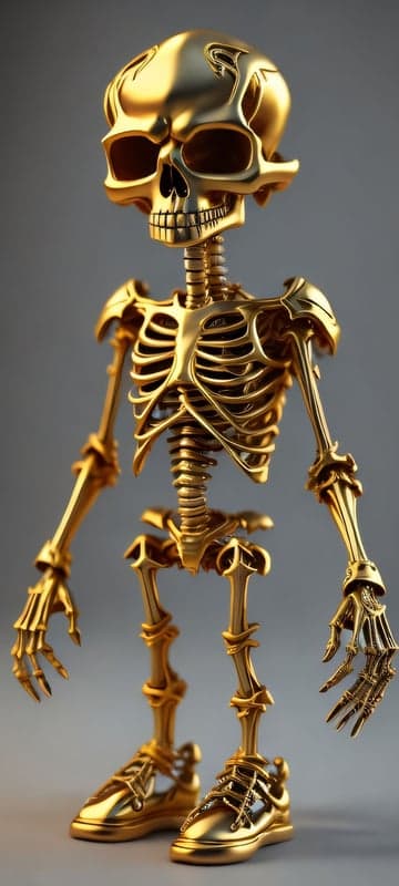 Gleaming Golden Skeleton Wearing Sneakers