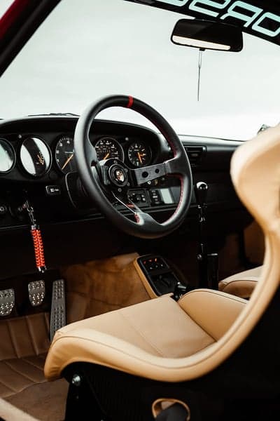 Classic Porsche Interior with Tan Leather and Sport Steering Wheel