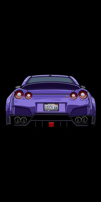 Stylized Purple Nissan GT-R Rear View Phone Wallpaper