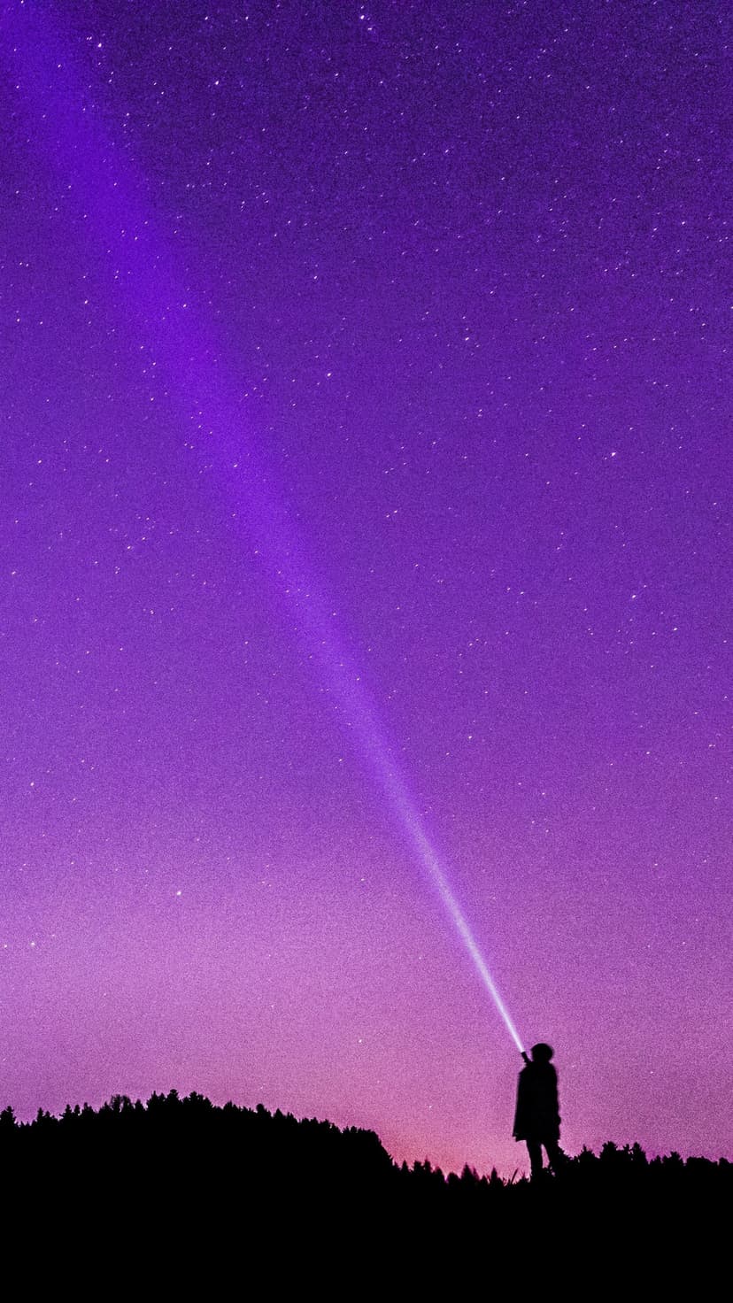 Glowing light trails streak through a metropolitan street beneath a starry sky on this vertical lock screen.