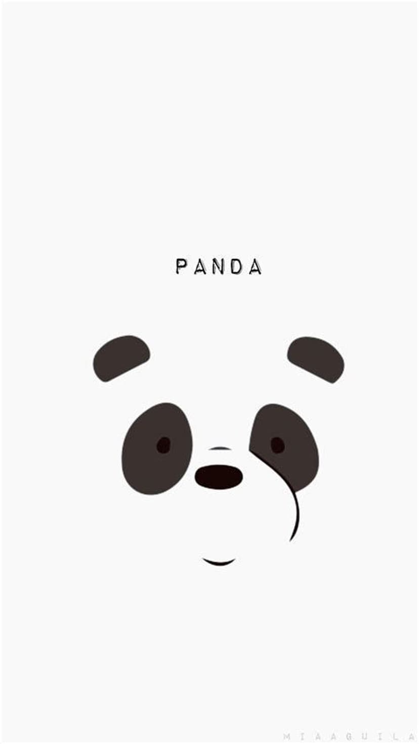 Panda face with black eye patches and a small smile below the word PANDA on a solid white background.