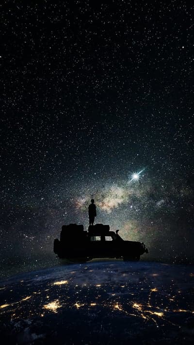 Cosmic Galaxy Night Sky Over Earth Mobile Wallpaper