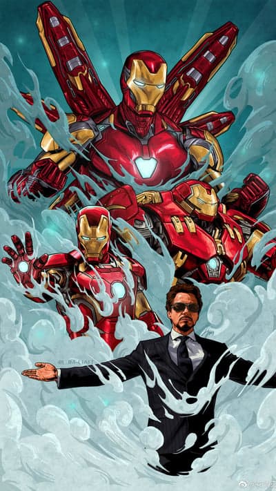 Tony Stark and Iron Man Armor Collection Comic Wallpaper