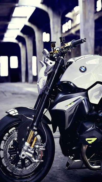 Sleek White BMW Motorcycle in Industrial Setting