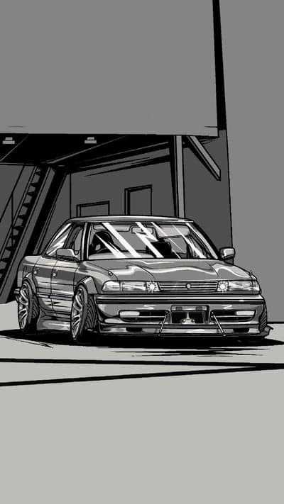 Vintage Japanese Sports Sedan Art