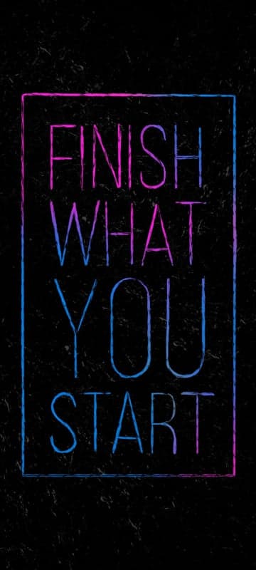 Finish What You Start Neon Motivational Quote Wallpaper