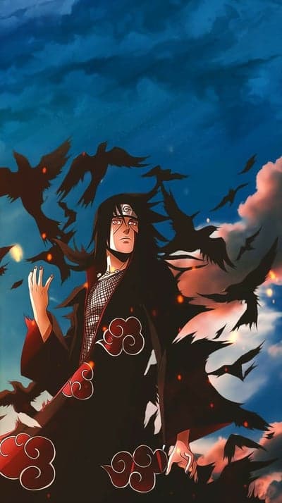 Itachi Uchiha Akatsuki Anime Art with Crows