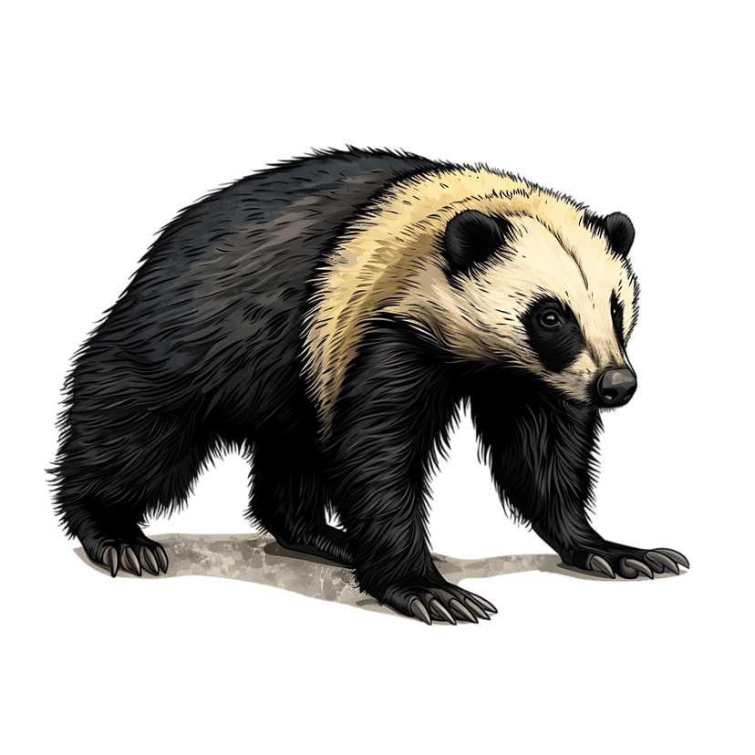 Giant panda bear crouched posture featuring realistic black and white fur textures on a transparent background.