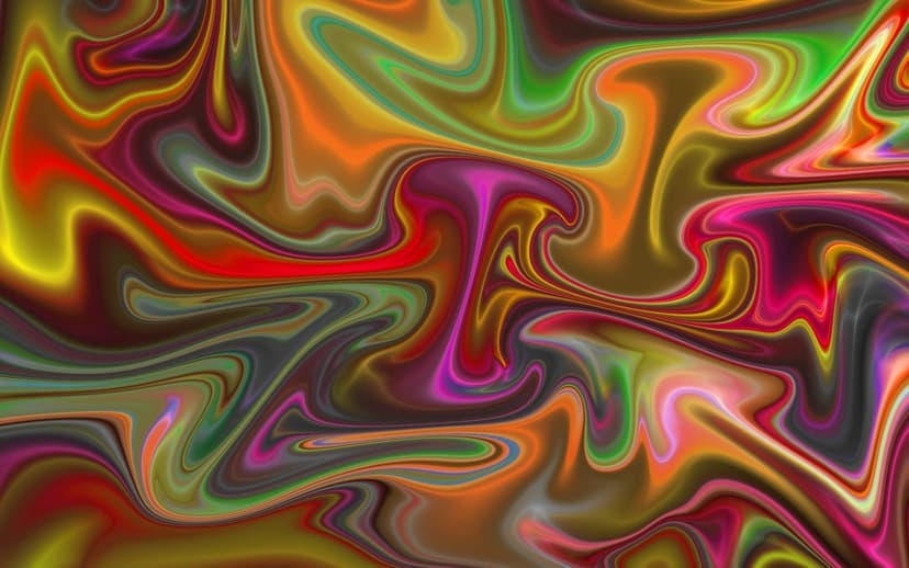 Swirling ribbons of red, orange, and purple blend into a fluid motion pattern with deep shadows and neon highlights.