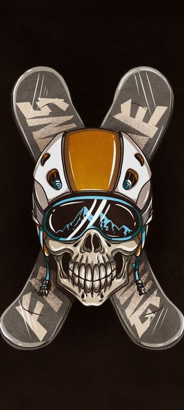 Skull Snowboarder Helmet with Mountain Reflection