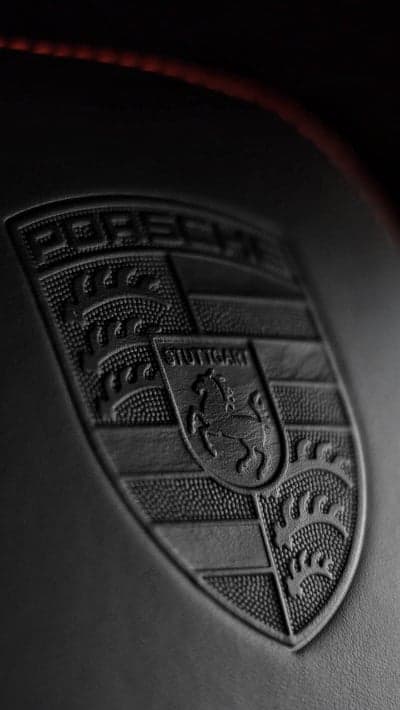 Porsche Crest Black Embossed Logo Phone Wallpaper HD