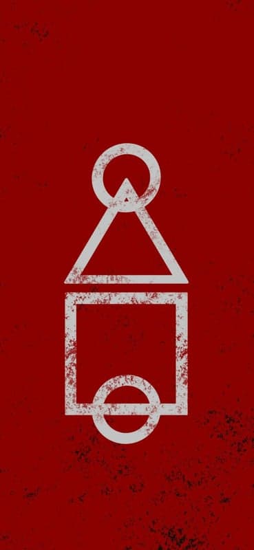 Squid Game Symbols on Distressed Red Background