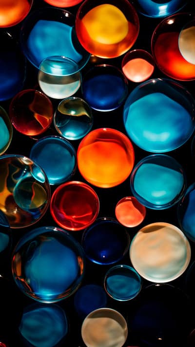 Colorful Bubbles Reflecting Light Abstract Background