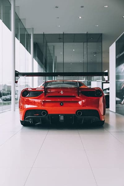 Ferrari Supercar Rear View Red Sports Car Mobile Wallpaper