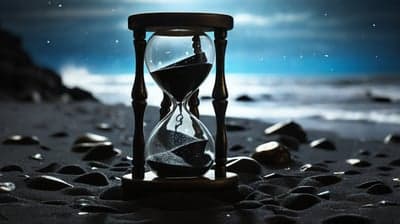 Midnight Hourglass on Dark Coastal Sands Phone Wallpaper