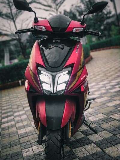 Red TVS NTORQ 125 Scooter Front View Close-up
