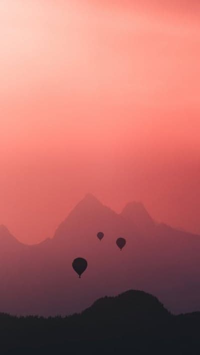 Crimson Ascent - Hot Air Balloons at Dawn