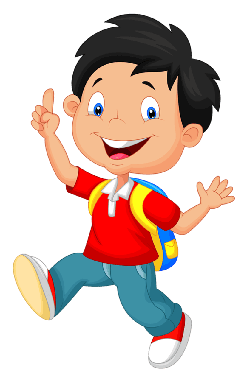 School child and toddler hand illustration in flat cartoon style with clean outlines on a transparent background.