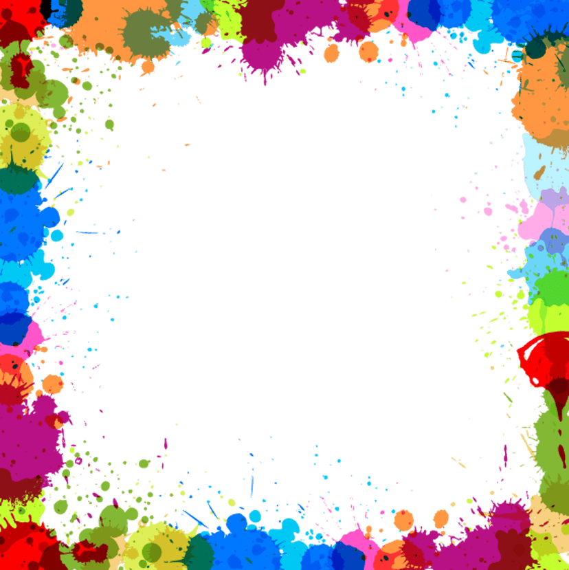 Floral ink border surrounds a transparent center with saturated botanical pigments and fluid watercolor textures.