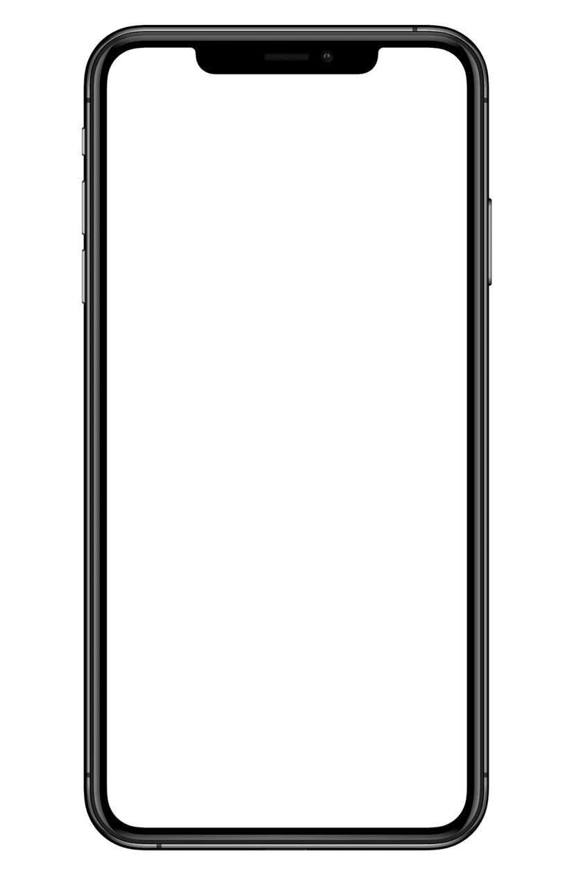 Smartphone mockup PNG illustration featuring a vertical handheld device with slim bezels on a transparent background.