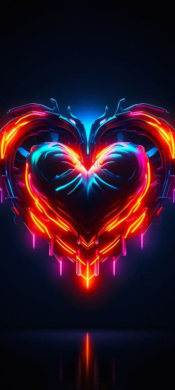 Cybernetic Neon Heart Abstract Background