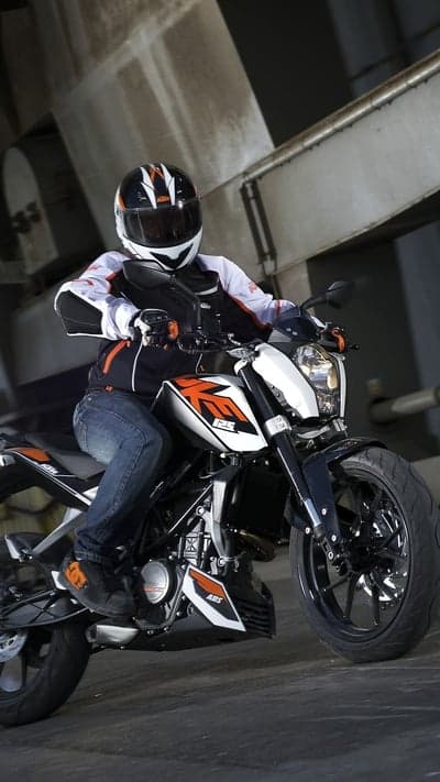 KTM 125 Duke Motorcycle Rider in Action