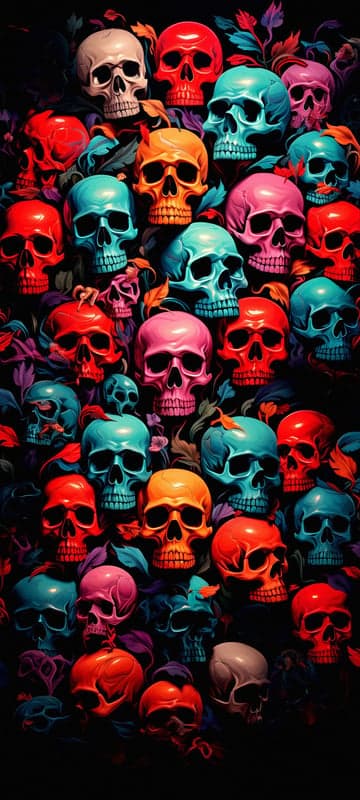 Vibrant Skulls Art: Colorful Day of the Dead Illustration