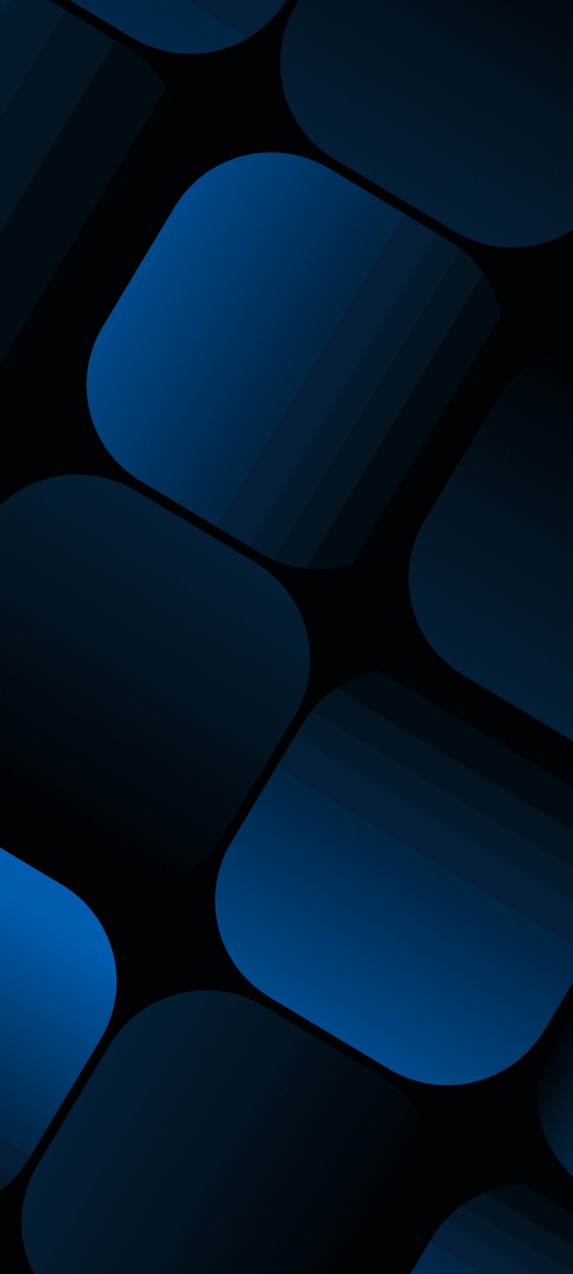 Rounded blue gradient shapes with a grainy texture overlap while floating against a solid black background.