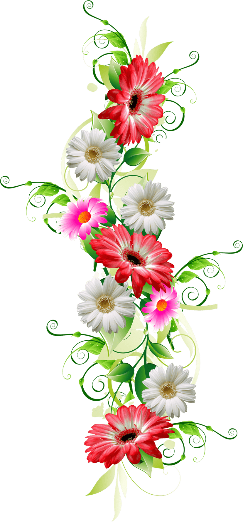 Watercolor floral arrangement featuring layered pink petals and green leaves set against a transparent background.