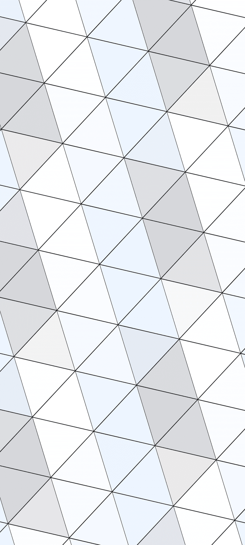 Triangular tessellation in shades of light blue and grey forms a clean, geometric pattern with sharp angles.