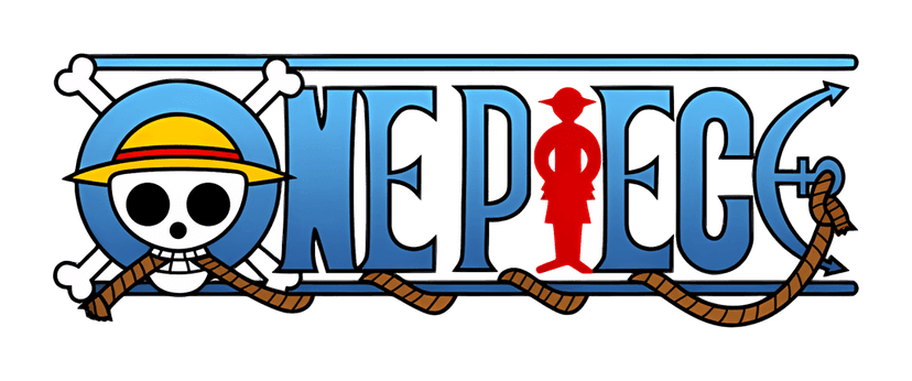 One Piece pirate logo showing a white skull and crossbones wearing a yellow straw hat with a red band.
