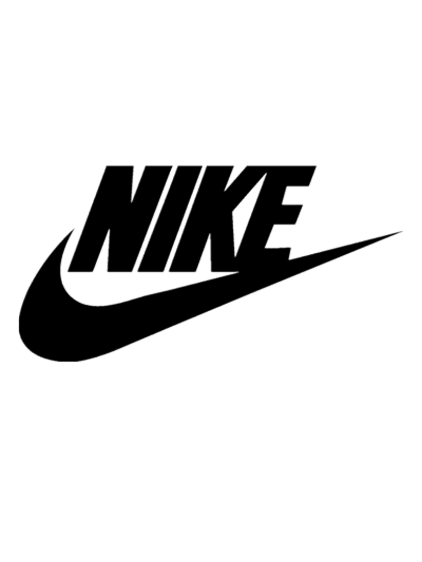 Nike swoosh logo presented as a solid black silhouette with a smooth matte finish on a transparent background.