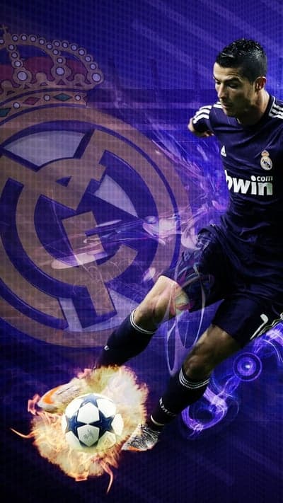 Cristiano Ronaldo Fire Kick Real Madrid Phone Background