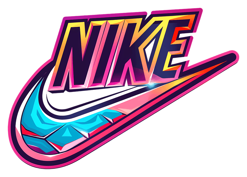 Nike swoosh logo rendered in vibrant orange with a glossy 3d texture and smooth gradient on a white surface.