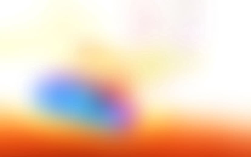 Orange and white gradients meet a central blue blur to create a soft, ethereal vertical light composition.