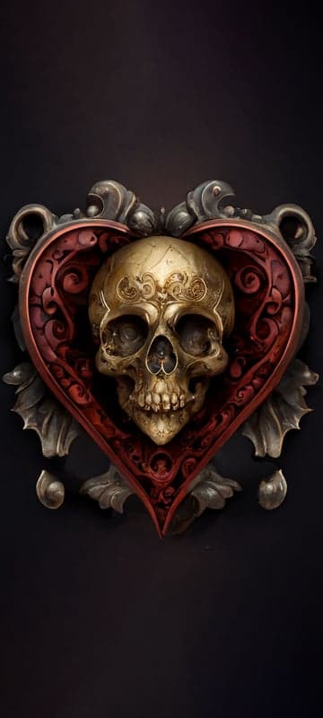 Gothic Skull Heart Ornament