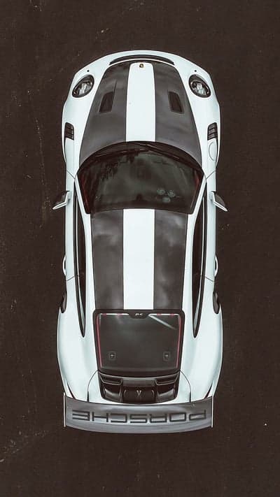 White Porsche 911 GT3 RS Top-Down Phone Wallpaper