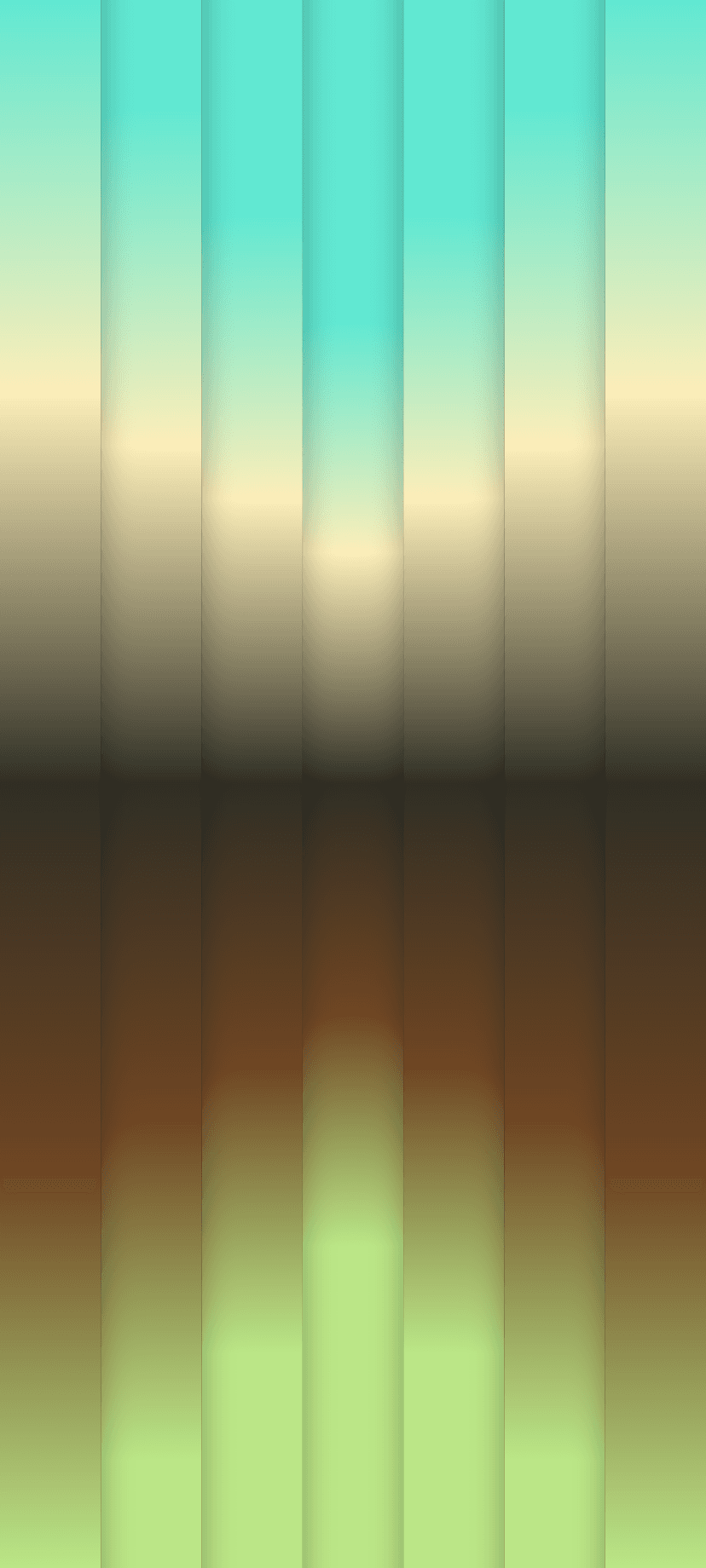 Vertical turquoise, beige, and lime green stripes featuring soft edge shading to create a 3D column effect.