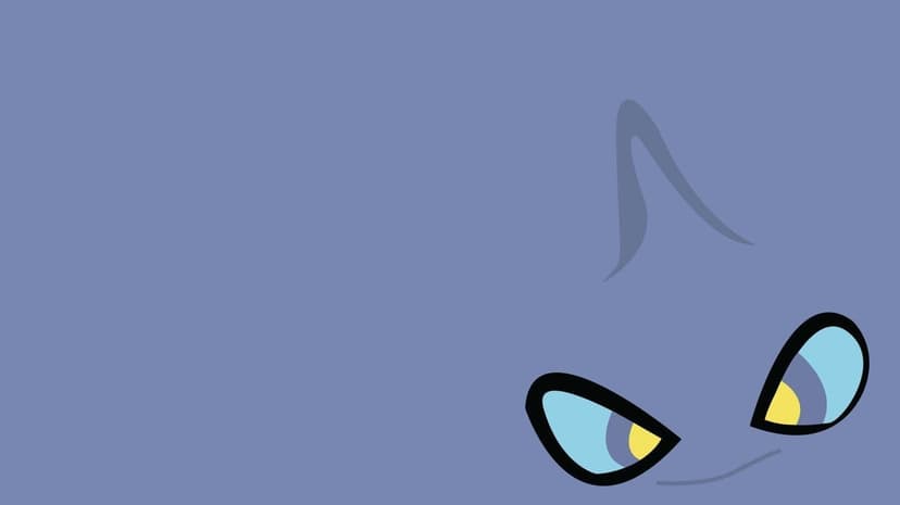 Close-up of large blue and yellow eyes with a grey fin on a solid lavender blue background.
