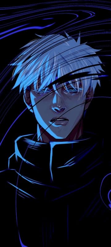 Gojo Satoru Anime Art: Intense Blue and Black Portrait