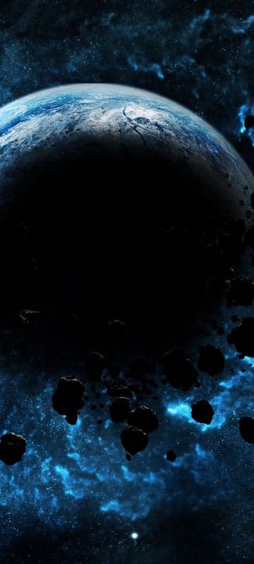 Epic Space Scene: Planet, Asteroids, and Nebula