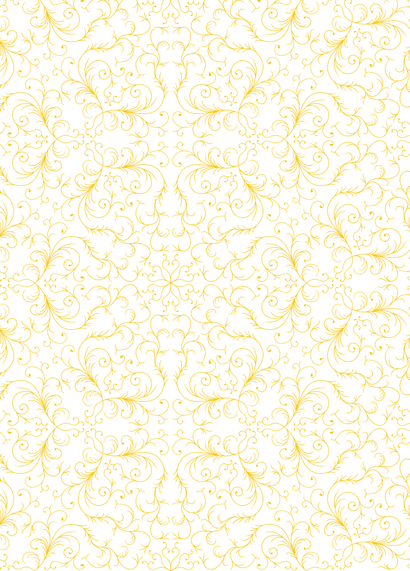 Floral geometric pattern displays blue and yellow flowers in a symmetrical lattice on a white background.