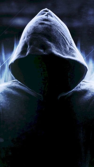 Neon Shadow Hooded Figures Mobile Portrait Wallpaper