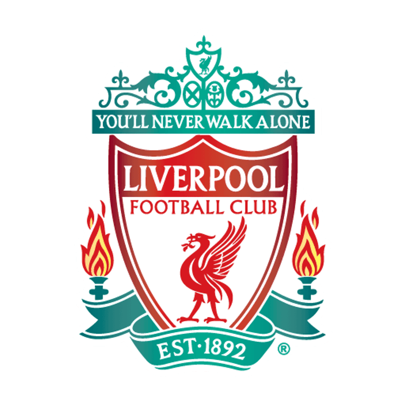 Liverpool Football Club Logo featuring a red liver bird inside a shield with green gates and twin flames.