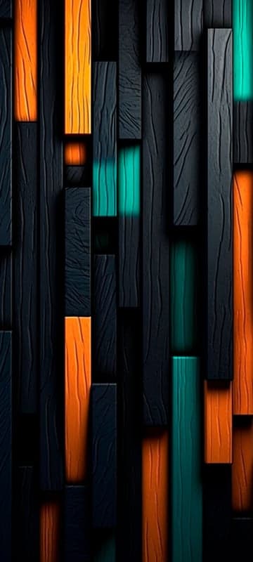 Abstract Vertical Wood Slat Background with Neon Accents