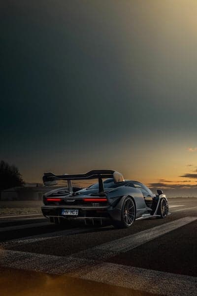 McLaren Senna Supercar Rear View at Sunset Mobile Wallpaper