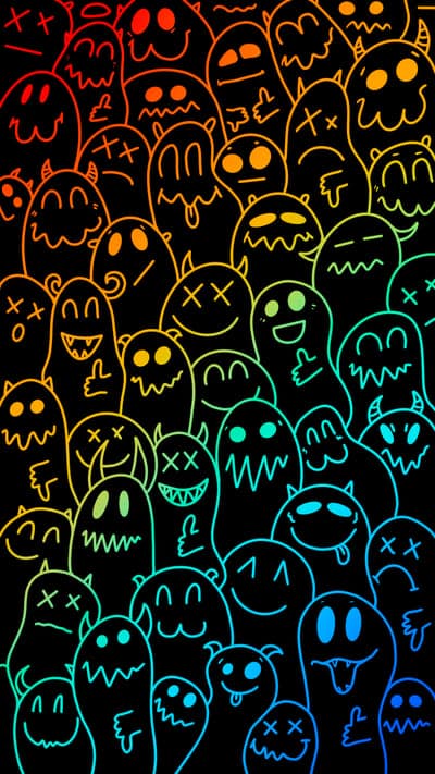 Colorful Cartoon Monsters Doodle Art Wallpaper