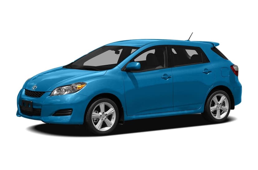 Blue Toyota Matrix hatchback with five-spoke wheels on a white background with a subtle ground shadow.
