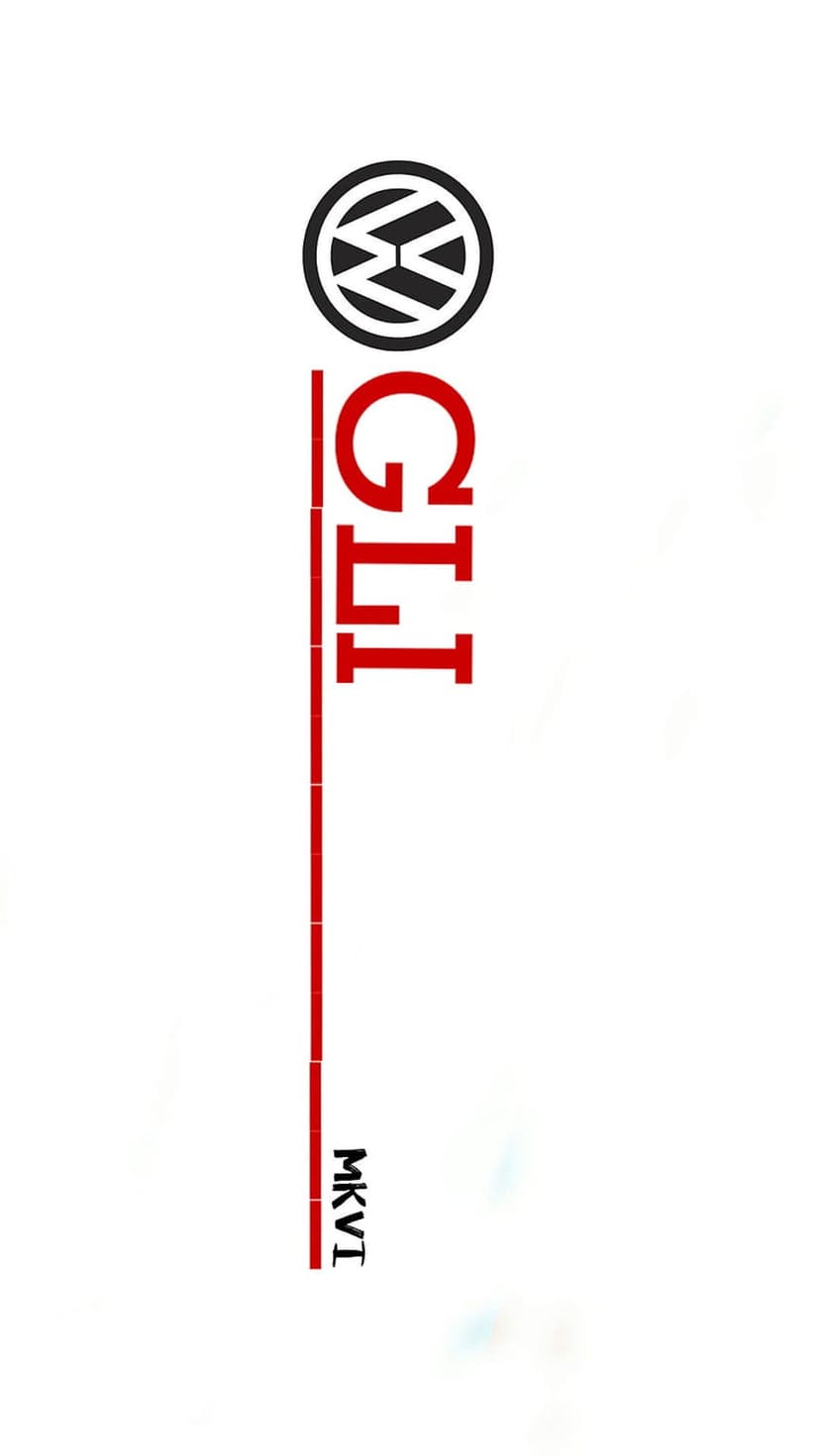 Volkswagen logo sits above red GLI text and a black MKVI label on a clean, solid white background.